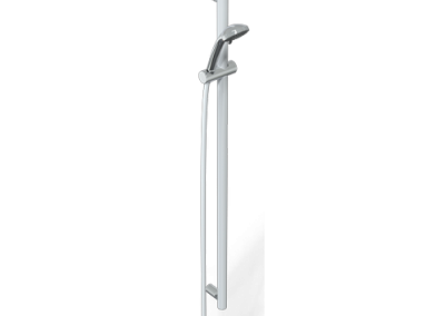 Barre de douche 123 cm avec support douchette verticale libre position compleète de douchette série Mia Inox Cromo