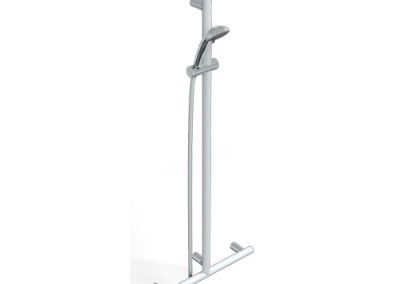 Barre de douche 120x50 cm en T avec support douchette et verticale libre position compleète de douchette série Mia Color
